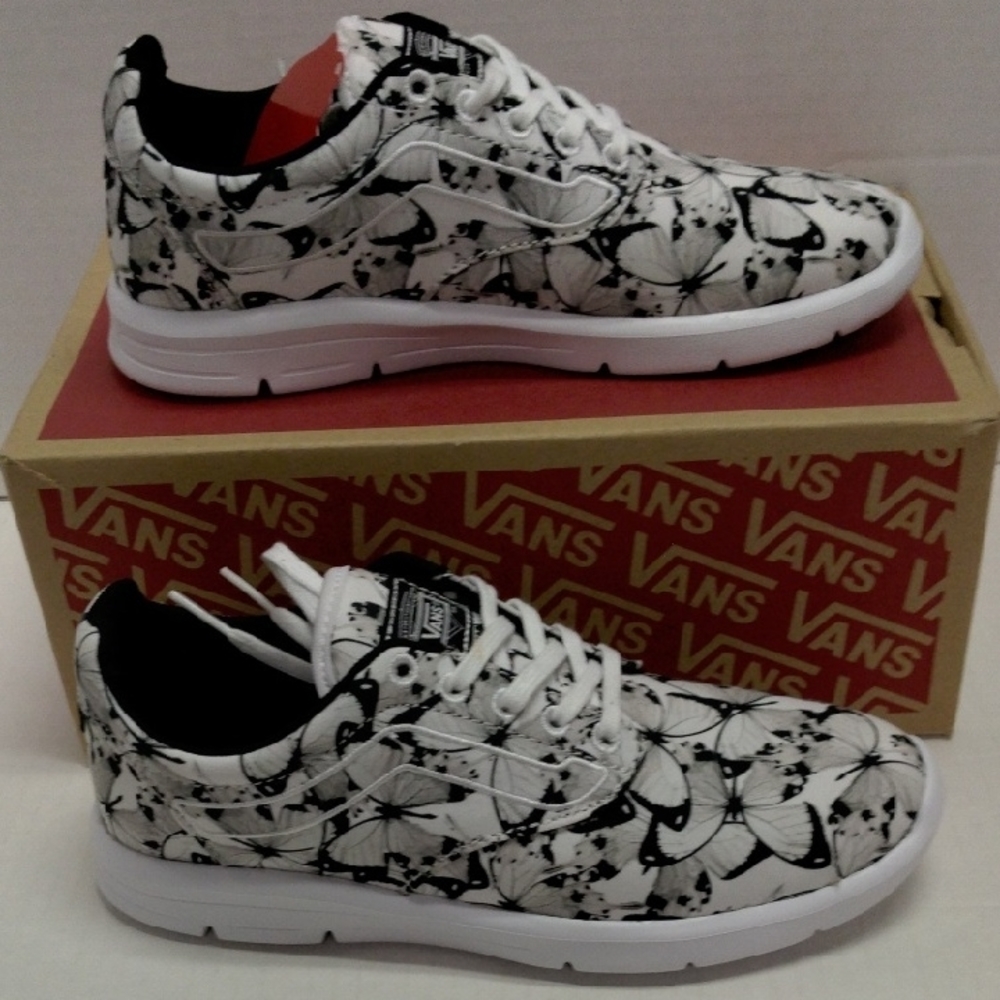 Vans Black and White Floral Sneakers Women Size